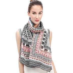 Lina & Lily Elephant Boho Print Women's Scarf Shawl Wrap Lightweight