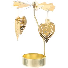 Beaupretty Rotating Candle Holder Christmas Candlestick Love-Heart Iron Candlestick Decorations for Wedding Valentines Day
