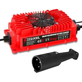 48 Volt Golf Cart Battery Charger for EZGO, 15 Amp Trickle Charge Golf Cart Charger Support 110-240V,16FT Cable, 4-6 Hours Charge Golf Cart Charger for Lead Acid Battery,AGM,Gel