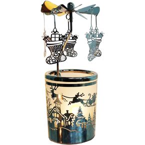 Carousel Candle Rotary Candle Holder Spinning Candleholder Metal Tea Light Candlestick for Home Decor (Silver Christmas Socks) in Kuwait
