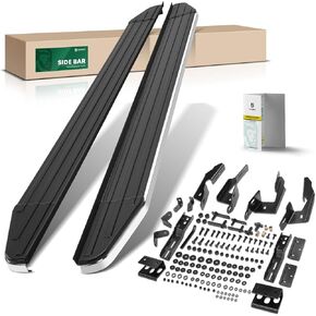 YHTAUTO 5.5" Running Boards Side Steps Compatible with Ford Explorer 2011-2019, Aluminum Black Powder with Short Rubber Strip, Cab Side Step Rails Off-Road Exterior Accessories, Set of 2