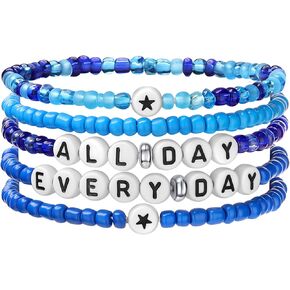 Blue Bracelet Blue Friendship Bracelet Beads Navy Blue Stretch Star Bracelet Jewelry for Women Men
