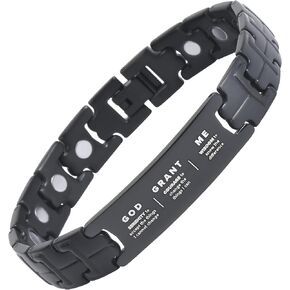 Crosstraxx Magnetic Serenity Prayer Bracelet - Motivational Prayer Bracelet for Women & Men - Spiritual Gifts for Friends & Family - Adjustable Size with Link Tool - 8.5x0.5"