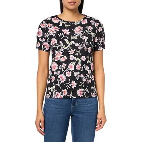 Nautica Women's T-Shirt Cotton Crewneck with Laceup Sleeve Detail