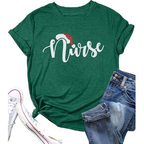 Christmas Shirts for Women Christmas Nurse Tshirt Nurse Letter Print Clothes Christmas Holiday Tops in Kuwait