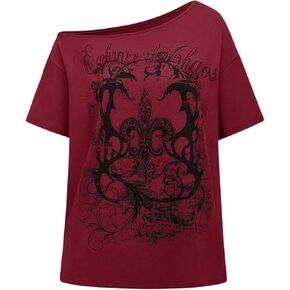 SOLY HUX Women's Plus Size Off The Shoulder Tops Graphic Tees Y2K Clothes Casual Short Sleeve Oversized T Shirts