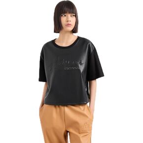 Armani Exchange Women's Cropped Leather Look Embossed Logotee in Saudi Arabia