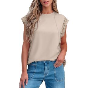 SHEWIN Summer Tops Casual Short Sleeve Shirts Loose Crewneck Womens Spring Fashion 2025
