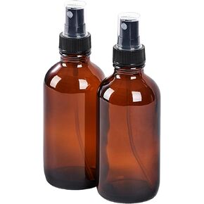 Glass Spray Bottles 4 oz, Reusable Fine Mist Sprayer Small Spray Bottle, Leak-Proof Design, Perfect for Travel, Skin Care, Perfumes, Botanical, Cleansing (Amber, 4oz-4pcs)