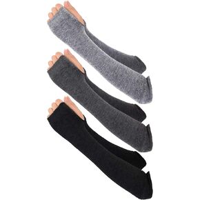 Bememo 3 Pairs Fingerless Gloves for Women Winter Knit Long Thumb Hole Arm Warmers Goth Elbow Length Fingerless Gloves
