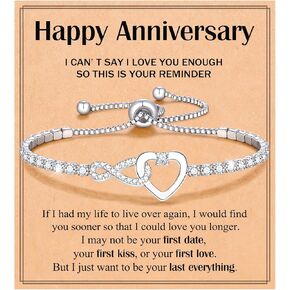 PINKDODO Infinity Love Heart Bracelets for Women, Happy Birthday Anniversary Valentines Day Gifts for Her