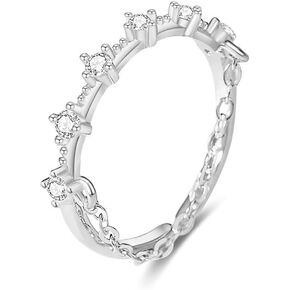 Chain Diamond Stacking Open Ring 925 Sterling Silver Cubic Zirconia Crystal Dangling Tassel Adjustable Statement Knuckle Finger Rings Wedding Engagement Promise Bands Dainty Jewelry Gifts for Women Birthday