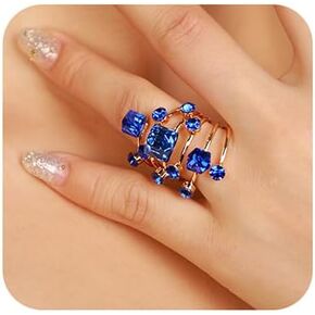 Xerling Cubic Red Crystal Statement Rhinestones Ring Layered Band Ring Bridal Ring for Wedding Prom Wrap Ring for Women Teens in Kuwait