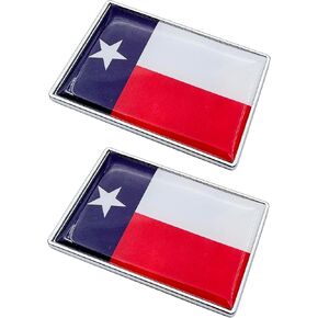 2 Pcs 3D Texas State Flag Metal Car Stickers Chrome Decals,2.3 x 1.6 Inch Metal Truck Stickers,Patriotic Car Motorcycle Emblem.