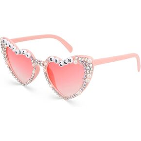 Birthday Queen, Birthday Sunglasses, Pink Birthday Glasses, Heart Sunglasses for Women