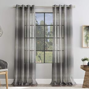 Scott Living Atlantic Ombre Open Weave Sheer Grommet Curtain Panel, 52" x 84", Gray