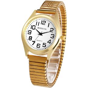 OIDEA Elastic Strap Watches for Women: Large Face Clear Number Women's Easy Reader Watch Analog Quartz Wrist Watch Ladies Watch