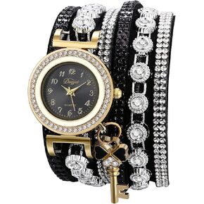 JewelryWe Women Watches Vintage Bohemia Multi-Layer Weave Wrap Leather Wristwatch Analog Quartz Bracelet Watch, for Xmas