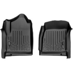 SMARTLINER Floor Mats 1st Row Set Black for 2014-18 Silverado/Sierra 1500-2015-18 2500/3500 HD Regular Cab with Vinyl Floor