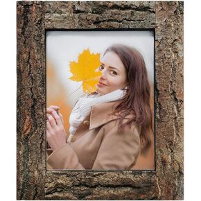 إطارات صور ريفية مقاس 8 × 10 من IKEREE مع لحاء حقيقي، مصنوعة من الخشب الطبيعي والزجاج الحقيقي، تعرض صورًا للطاولة أو التثبيت على الحائط. in Kuwait