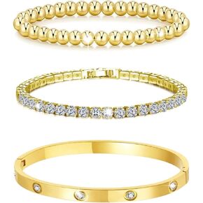 14K Gold Plated Bracelet,Jewelry sets for Women,Gold Bracelets for Women non Tarnish,Bracelets for Women Trendy,Gifts for Women，Stackable Bracelets for Women
