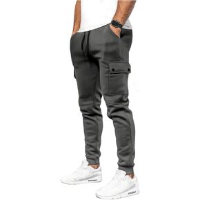 Verdusa Men's Drawstring Waist Sweatpants Joggers with Slant Pocket