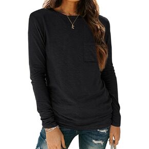 AUTOMET Long Sleeve Shirts for Women 2024 Fall Fashion Crewneck Loose Fit Casual Tops Trendy Basics Outfits Clothes