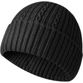 Cuffed Beanie Hats for Men Women, Warm Thick Windproof Unisex Soft Stretchy Classic Knit Beanie Cap for Autumn Winter