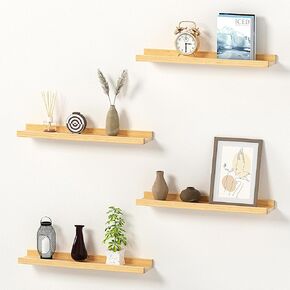 Floating Shelves for Wall, Wood Wall Shelves with Lip for Bedroom, Living Room, Kitchen, Office, 16 Inch Wall Mounted Storage Shelves for Room Decor Organizers Set of 4 (Walnut, 4Pack 16inch) in Kuwait