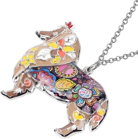 BONSNY Love Heart Enamel Zinc Alloy Metal Sheltie Rough Collie Necklace Dog Animal Pendant 18" in Saudi Arabia