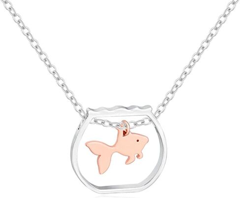 2-Color Goldfish in a Bowl Necklace Novelty Necklaces in Saudi Arabia