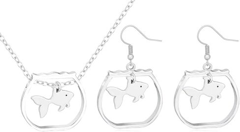 2-Color Goldfish in a Bowl Necklace Novelty Necklaces in Saudi Arabia