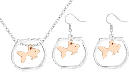 2-Color Goldfish in a Bowl Necklace Novelty Necklaces in Saudi Arabia
