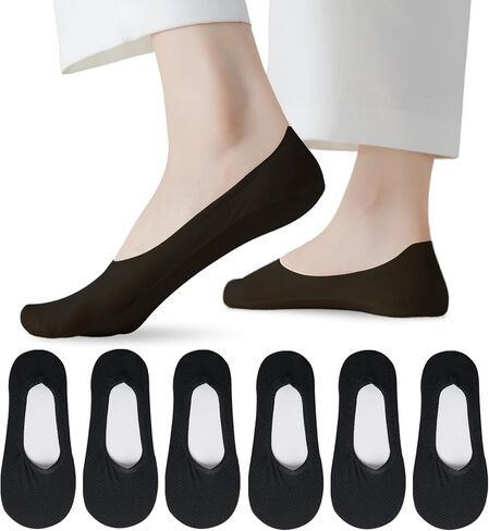 Caudblor Women's Thin No Show Socks for Loafer Flats, Invisible Hidden Low Cut Liners Sock Non Slip, 6 Pairs in Saudi Arabia