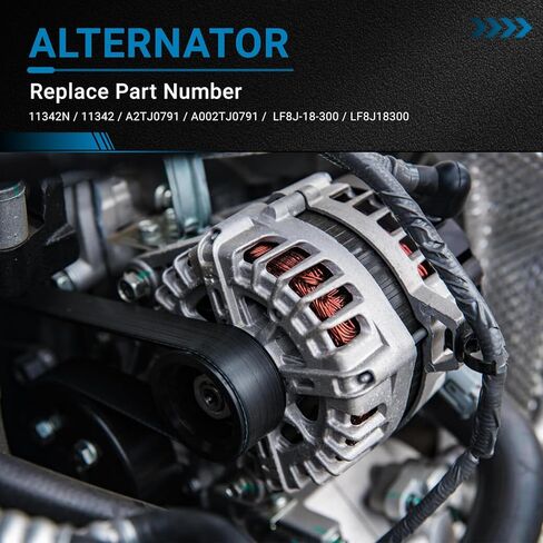 A002TJ0791 مولد كهربائي عالي الإخراج متوافق مع 2010 2011 2012 2013 Mazda 3 2.0L GAS DOHC 12V 100A CW 6-Groove Pulley استبدال # 11342N in Kuwait