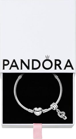 PANDORA Interlocking Hearts Dangle Charm & Bracelet Set - Sterling Silver Bracelet with Heart Clasp & Cubic Zirconia Dangle Charm - Birthday Gift - Jewelry Set With Gift Box in Saudi Arabia