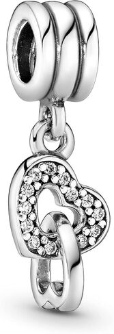 PANDORA Interlocking Hearts Dangle Charm & Bracelet Set - Sterling Silver Bracelet with Heart Clasp & Cubic Zirconia Dangle Charm - Birthday Gift - Jewelry Set With Gift Box in Saudi Arabia