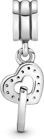 PANDORA Interlocking Hearts Dangle Charm & Bracelet Set - Sterling Silver Bracelet with Heart Clasp & Cubic Zirconia Dangle Charm - Birthday Gift - Jewelry Set With Gift Box in Saudi Arabia