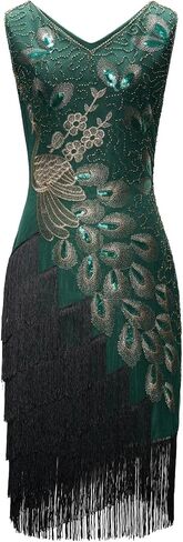 FAIRY COUPLE Women's 1920s Vintage Peacock Flapper Fringed Great Gatsby Dresses S070 in Saudi Arabia
