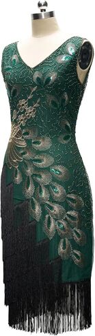FAIRY COUPLE Women's 1920s Vintage Peacock Flapper Fringed Great Gatsby Dresses S070 in Saudi Arabia