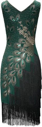 FAIRY COUPLE Women's 1920s Vintage Peacock Flapper Fringed Great Gatsby Dresses S070 in Saudi Arabia