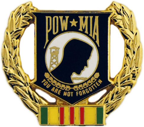 United States Military POW/MIA Prisoner of War Missing in Action Vietnam Veteran Wreath Ribbon and Map 1" Lapel Pin in Saudi Arabia