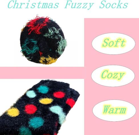 1 Box of 6 Pairs Cozy Fuzzy Christmas Socks For Woman & Men Winter Warm Slipper Socks Christmas Adult Holiday Socks in Saudi Arabia