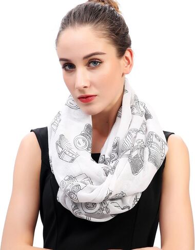 Lina & Lily Vintage Camera Print Women's Infinity Scarf Lightweight in Kuwait