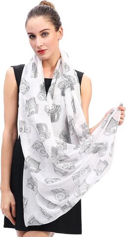 Lina & Lily Vintage Camera Print Women's Infinity Scarf Lightweight in Kuwait