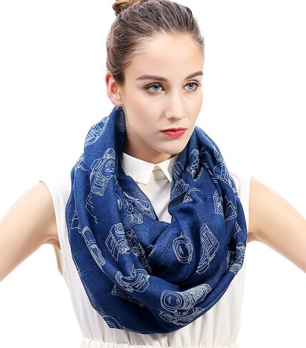 Lina & Lily Vintage Camera Print Women's Infinity Scarf Lightweight in Kuwait