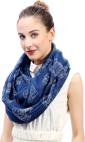 Lina & Lily Vintage Camera Print Women's Infinity Scarf Lightweight in Kuwait