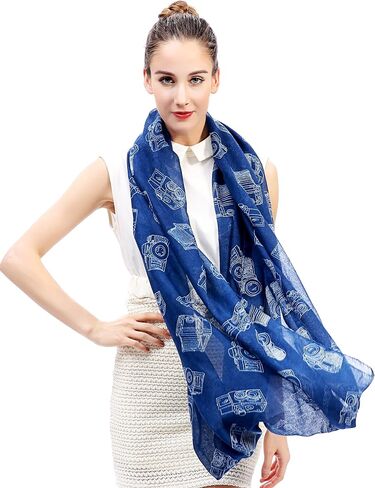 Lina & Lily Vintage Camera Print Women's Infinity Scarf Lightweight in Kuwait