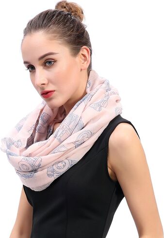 Lina & Lily Vintage Camera Print Women's Infinity Scarf Lightweight in Kuwait