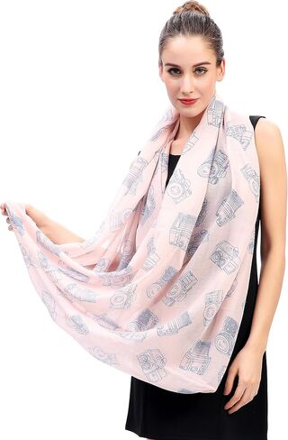Lina & Lily Vintage Camera Print Women's Infinity Scarf Lightweight in Kuwait